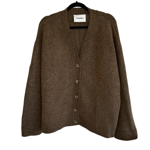 Nanushka Sweaters - Nanushka Wool Alpaca Cardigan Medium Grandpa Preppy Oversize Old Money Brown